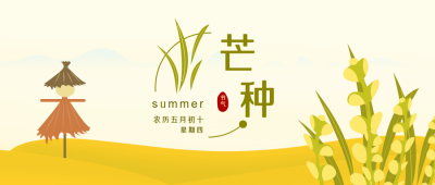 黄色简约二十四节气芒种公众号首图 模板ID：9478