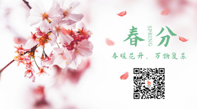 实景粉色花瓣春分春天二维码 模板ID：10330