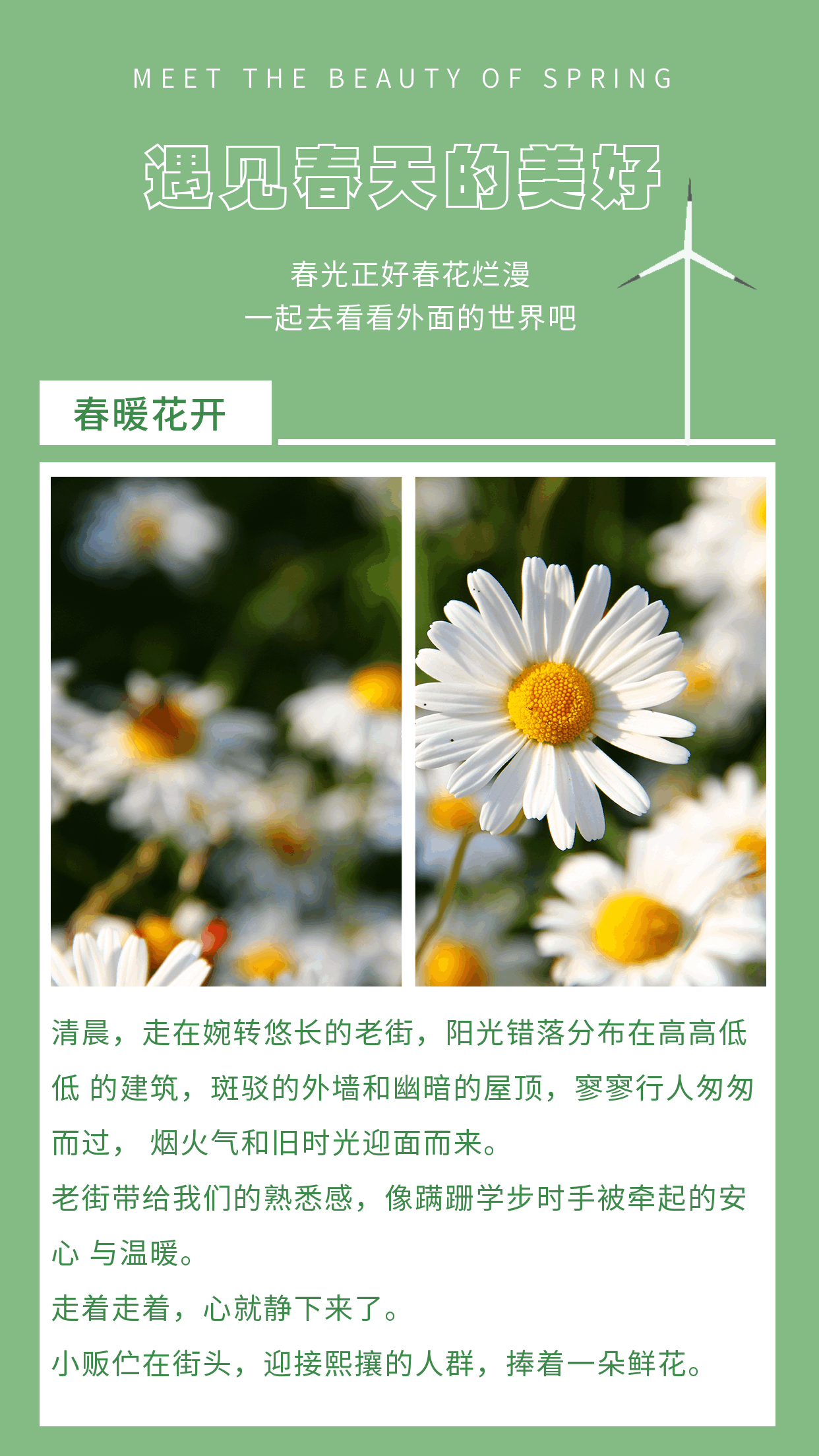 春季春天踏青旅游出行风车动态竖版配图 模板ID：10406