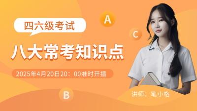 英语四六级知识点直播课程视频封面 模板ID：11196