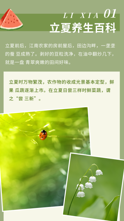 手绘立夏节气养生竖版配图 模板ID:11820