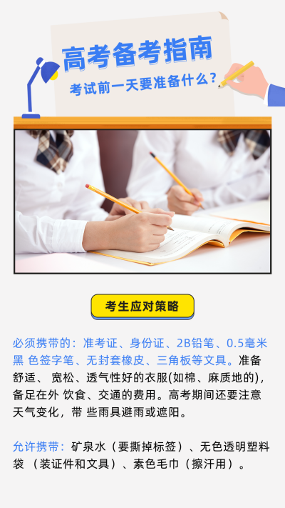 灰色背景手绘电灯高考备考指南竖版配图 模板ID:12360