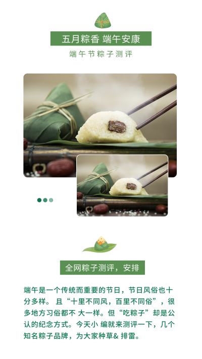 手绘端午节粽子测评竖版配图 模板ID：12989