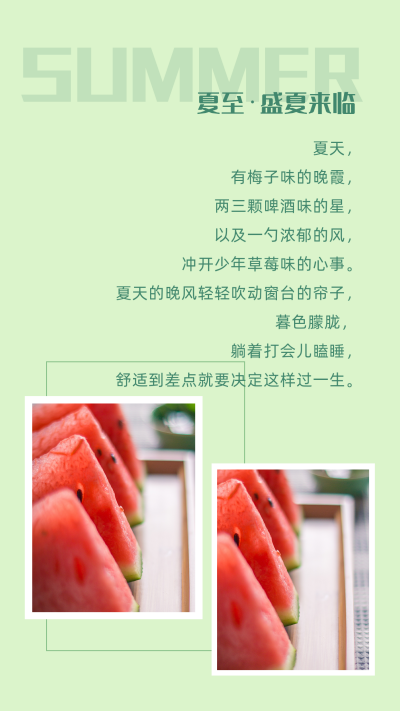清新传统二十四节气夏至竖版配图 模板ID:13514