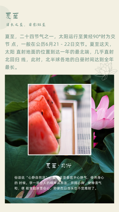 中国风传统二十四节气夏至竖版配图 模板ID:13523