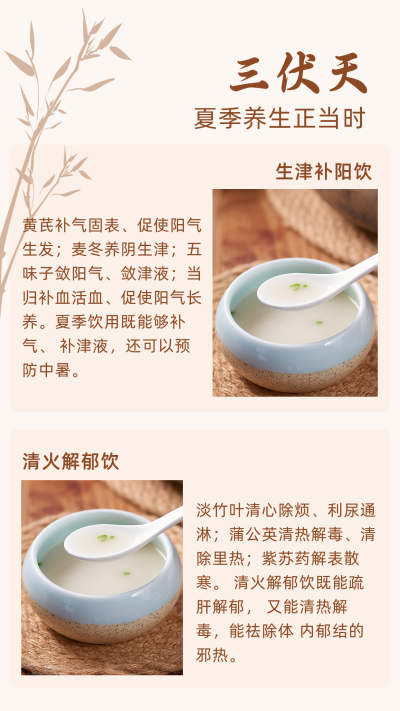 中国传统三伏天养生美食竖版配图 模板ID：14442