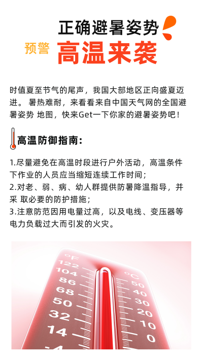 夏天天气高温预警竖版配图 模板ID：14445