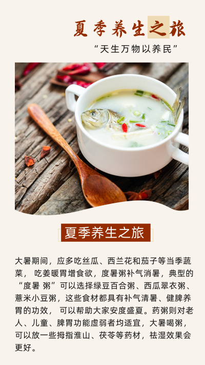 简约中国风传统三伏天养生美食竖版配图 模板ID：14453