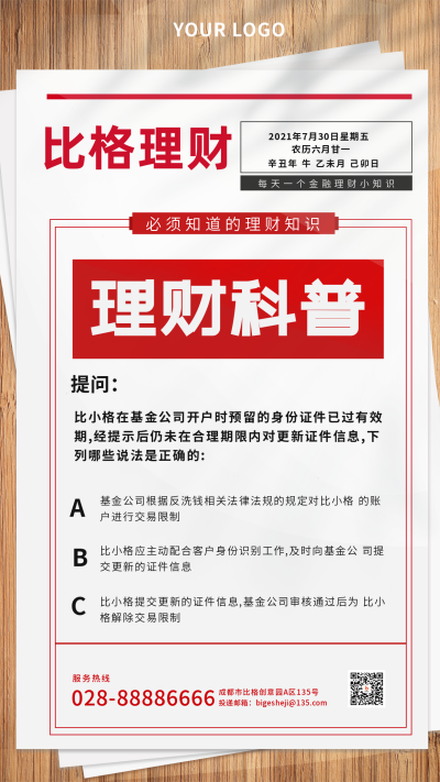 金融科普手机海报 模板ID：15170
