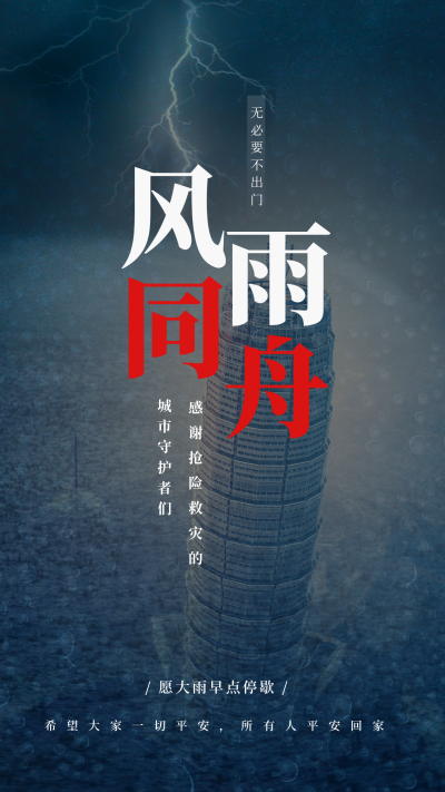 暴雨抗洪抢险救灾手机海报 模板ID:15308