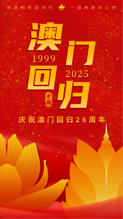 庆祝澳门回归手机海报 模板ID:15713