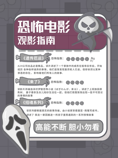 卡通创意手绘恐怖电影推荐小红书封面 模板ID：16695