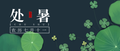 节气节日处暑简约清新绿色荷花公众号首图 模板ID：18256