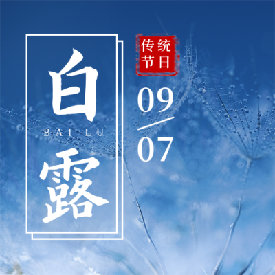 节气白露简约实景蓝色公众号次图 模板ID:20159