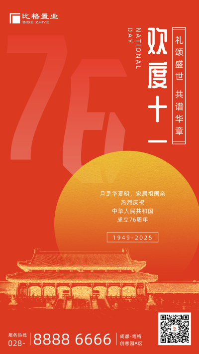 简约大气国庆节手机海报 模板ID:21453