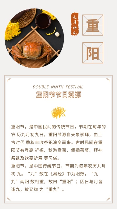 中国传统九九重阳节竖版配图 模板ID：21869