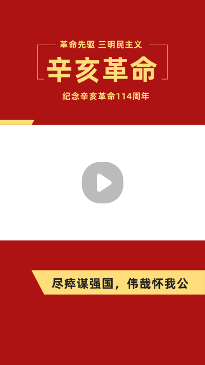 简约大气政务辛亥革命纪念日视频边框 模板ID:22104