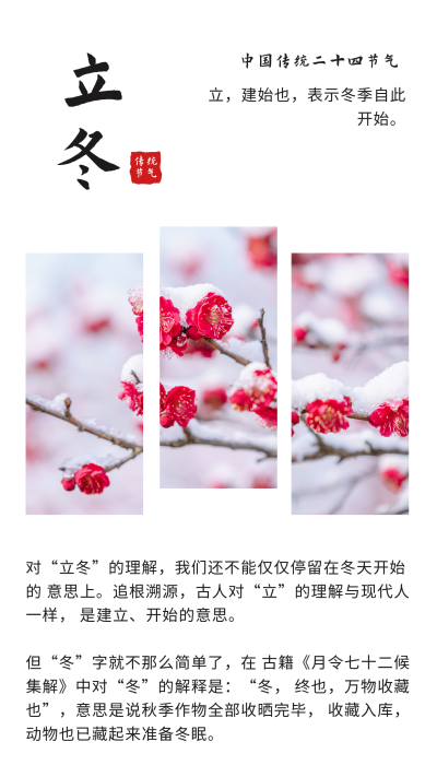 简约中国风二十四节气立冬竖版配图 模板ID:23822