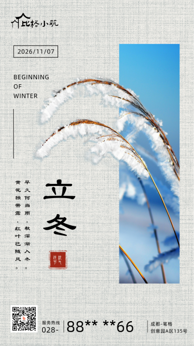 立冬节气冬天实景手机海报 模板ID:24160