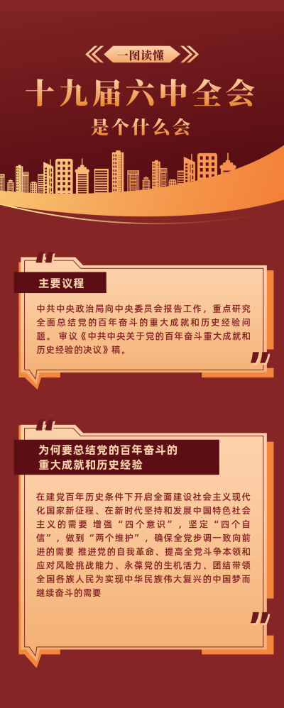 政务十九届六中全会图解长图海报 模板ID：24325