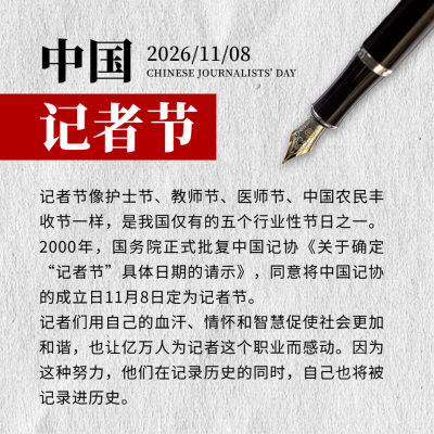 中国记者节新闻工作者记录报道方形海报 模板ID:24368