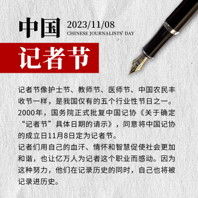 中国记者节新闻工作者记录报道方形海报 模板ID:24368