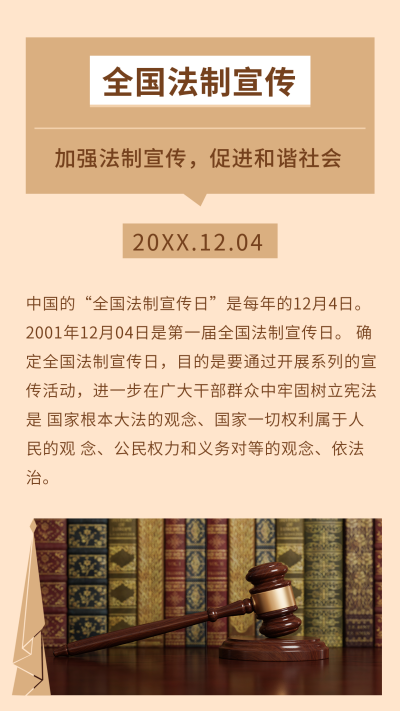 简约法制宣传日法律竖版配图 模板ID:24680