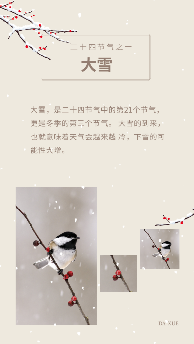 传统中国风大雪小雪节气冬季雪景竖版配图 模板ID:25020