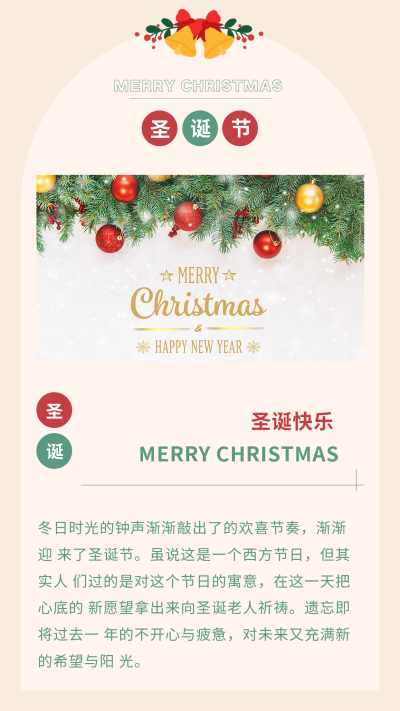 清新圣诞节活动平安夜竖版配图 模板ID:25763
