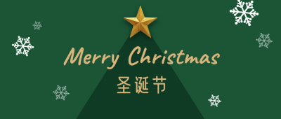 圣诞节平安夜祝福简约大气绿色公众号首图 模板ID：25989