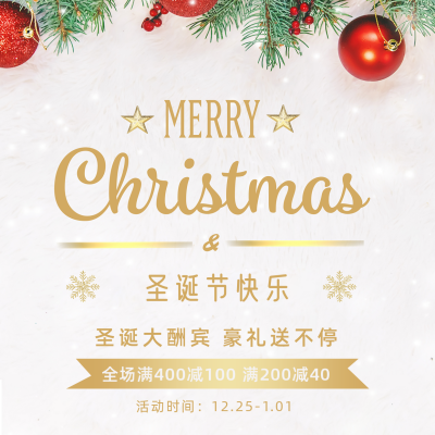 简约实景圣诞节促销宣传方形海报 模板ID：26198
