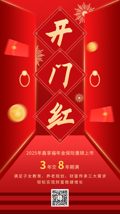开门红保险投资优惠商务大气红色手机海报 模板ID：26625