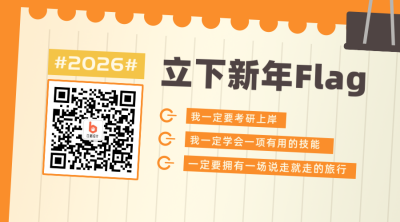 新年flag愿望清单扁平橙色二维码 模板ID:26932
