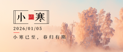 二十四节气小寒冬季简约实景橙色公众号首图 模板ID:27351