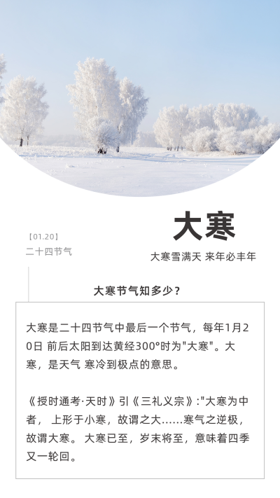 大寒节气大气冬季竖版配图 模板ID:27425