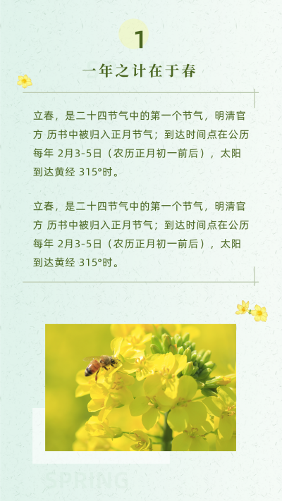 春天清新文艺立春春分节气竖版配图 模板ID：28242