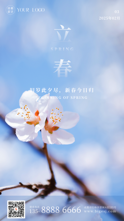 清新文艺春天立气手机海报 模板ID：28405