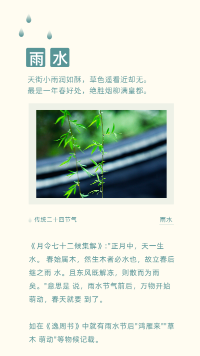 中国传统二十四节气春季雨水谷雨竖版配图 模板ID：29174