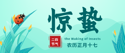 惊蛰节气手绘植物插画封面首图 模板ID:29419