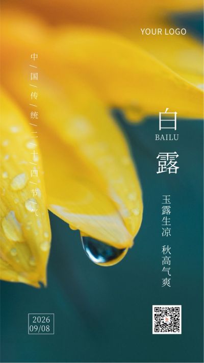 白露节气手机海报 模板ID:508
