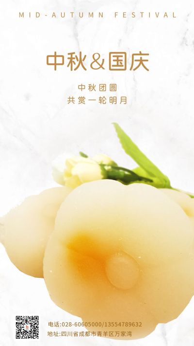 中秋国庆双节同庆糯米月饼节气手机 模板ID：1811