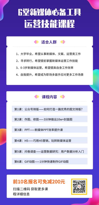 新媒体运营技能指南必备课程培训手机海报 模板ID:338