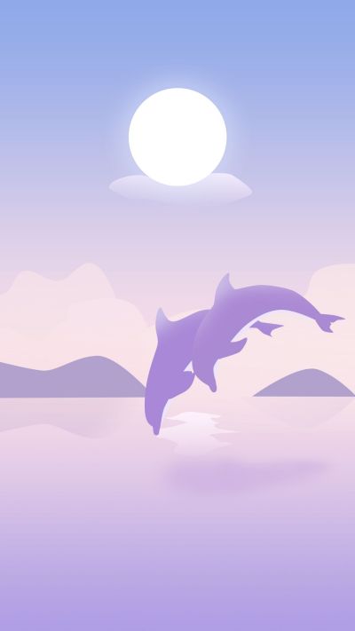 粉紫色梦幻海豚手机壁纸 模板ID：1610