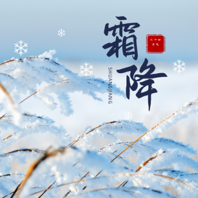 实景图文雪景二十四节气霜降公众号次图 模板ID：2371