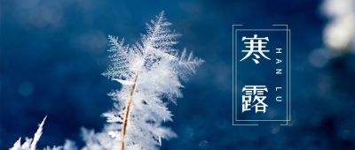 深蓝色小清新唯美雪花二十四节气寒露公众号首图 模板ID：2248