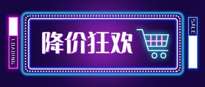 霓虹灯风格双十一双十二促销降价狂欢公众号首图 模板ID：2267