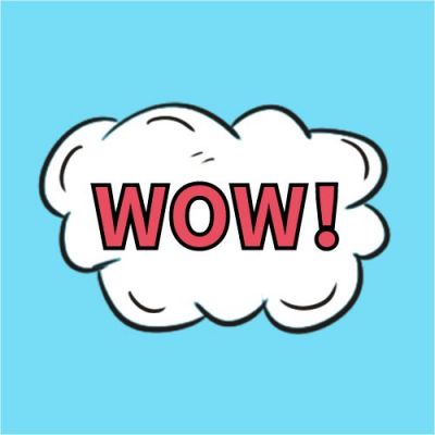 蓝色背景爆炸英文WOW惊叹公众号次图 模板ID:3488