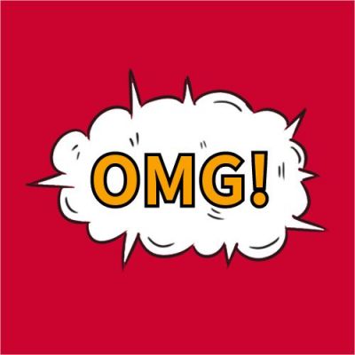 红色背景爆炸英文OMG公众号次图 模板ID：3491
