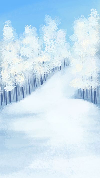 蓝色小清新手绘雪景森林唯美浪漫手机壁纸 模板ID:2981
