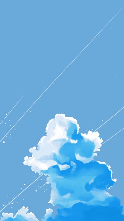 浪漫唯美梦幻蓝天白云云朵手绘插画流星手机壁纸 模板ID：2432